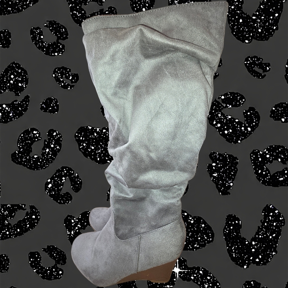 ☆JC Y2k Wedge Heel Slouch Gray Boots☆